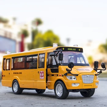 1/32 אמריקה אוטובוס בית הספר סגסוגת דגם Diecasts מתכת צעצוע סימולציה תלמיד אוטובוס כלי רכב מכונית מודל קול ואור ילדים מתנה