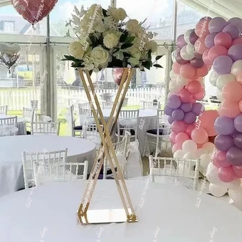 10pcs זהב אגרטל טור החתונה הכביש המוביל שולחן דוכן פרחים פמוט המרכזי אירוע מסיבת חתונה קישוט אספקה 2655