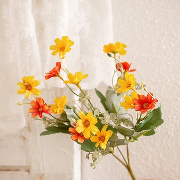 15 ראשי פרחים מלאכותיים הזר משי דייזי פרחים באיכות גבוהה עבור החתונה אגרטל המשרד מלון שולחן מרכזי עיצוב הבית