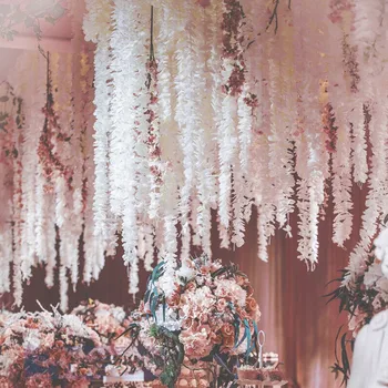 1M מלאכותיים פרח הסחלב קש לחתונה צמחים קיר סידור פרחים פרחים מזויפים גפן חג המולד תלוי עיצוב גרלנד