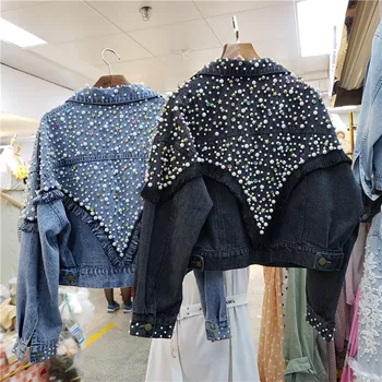 2023 חדש באיכות גבוהה פרינג 'קט ג' ינס נשים שרוול ארוך רופף ציצית ג ' ינס מעיל mujer