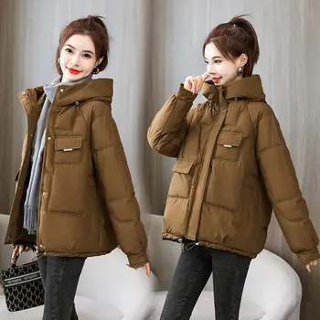 2023 חדש כותנה נשים מעיל חורף רופף גודל גדול כותנה מרופד מעיל נשים בסגנון קוריאני גזוז מעיל כותנה לחם