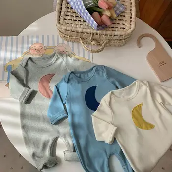 2023 סתיו תינוק בגד חמוד ירח הדפסה סרבל עבור בנים בנות אביב גפן היילוד אחד-חתיכות בגדים לתינוק רומפר אוברול