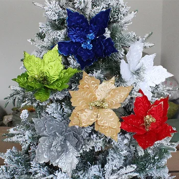 28cm נצנצים מלאכותי פרחים חג המולד עץ חג המולד קישוטי חג מולד קישוטים הביתה לשנה החדשה עיצוב מתנות חג מולד שמח