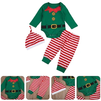 3 יח היילוד ילדה תלבושת חג המולד סרבל Rompers Baby one-piece מכנסי כותנה סרבלים תינוק בגדי ילדה