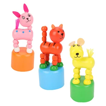 3 יח ' תינוק הצעצועים ההתפתחותיים לחץ חבית האגודל פאזל בעלי החיים ילדים מעץ אביב מתנדנד צעצוע פעוט
