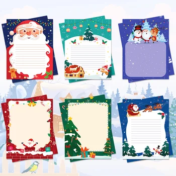 30Pcs A4 חג המולד מכתב נייר DIY ההזמנה כרטיס ברכה מצויר סנטה קלאוס, איש שלג אות פד מתנה מעטפות מסיבת חג המולד