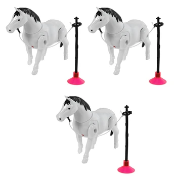 3X פלסטיק חשמלי הסוס סביב ערימת מעגל צעצוע צעצועי פעולה איור פלסטיק מצויר סוס צעצועים סביב ערימת מעגל צעצועים