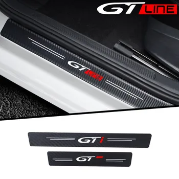 4pc הרכב מדבקה דלת פחמן סיבים מרקם הסף חשפנות עבור פיג ' ו GTi GTLINE GT אביזרי רכב