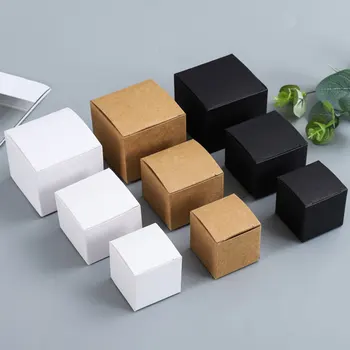50PCS שחור/לבן/קראפט נייר קרטון קופסת DIY עבודת יד סבון אריזת קופסת תכשיטים לאחסון קופסת קרטון קטנה, קופסא מתנה