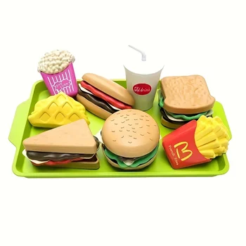 9 יח ' סט סימולציה מזון להסרה פלסטיק חטיף המבורגר פנים מיני צעצועים לילדים מטבח משחק בית אוכל צעצוע