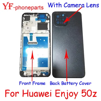 AAAA איכות האמצעי מסגרת עבור Huawei ליהנות 50z הקדמי מסגרת + אחורי מכסה הסוללה עם עדשת המצלמה דיור מקרה חלקי תיקון