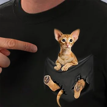 CLOOCL טאבי חתול חולצה כתומה מזרחי פוינטר חתול מדבקה מודפסת טי-שירט גברים לנשים, חולצות חולצות כותנה טהורה Tees S-7XL