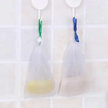 Hangable לבן ניילון קצף רשת סבון רשת ניילון סבון שקית רשת רשת רשת לניקוי הפנים אמבטיה אספקה התיק