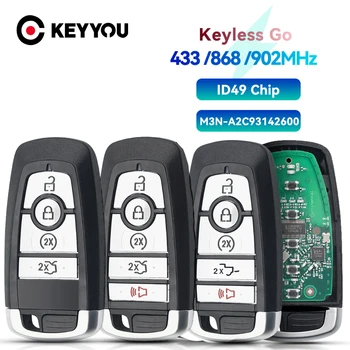 KEYYOU M3N-A2C93142600 4/5 כפתורים מרחוק חכם מפתח הרכב 433/868/902mhz ID49 על Edge-מתוצרת פורד פיוז ' ן משלחת Explorer מוסטנג