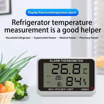 LCD דיגיטלי מד טמפרטורה לחות ℃/F המקפיא Hygrothermograph Adsorbable גבוה/נמוך טמפרטורה & מד לחות עם אזעקה