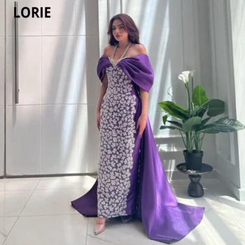 LORIE סגול אלגנטי שמלות ערב סטרפלס 3D אפליקציות עם זנב בתולת ים שמלת נשף מתוקה שמלת מסיבת עבור סיום הלימודים.
