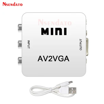 Mini HD AV2VGA ממיר וידאו ממיר תיבת AV RCA וידיאו VGA Video Converter Conversor עם אודיו 3.5 מ 