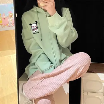 Sanrio היקפי Kawaii אנימה Pochacco מודפס קרדיגן מתכת רוכסן ברדס מעיל סתיו ילדה Y2K באיכות גבוהה העליון בגדים