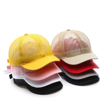 VACIGODEN אופנה הקיץ קצר שוליים רשת כובע בייסבול גברים, נשים, צבע טהור חיצוני ספורט הגנה מהשמש כובע מזדמן פשוט קאפ
