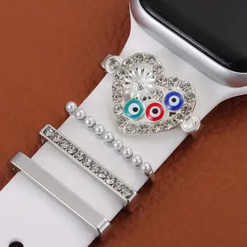 אוהבת יהלומים הרצועה דקורטיבי הטבעת עבור אפל להקת שעון קמיעות מתכת קישוט אופנה סיליקון רצועה עיצוב ציפורניים לקצץ הטבעת