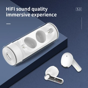 אוזניות מקל שקוף גרסה TWS Wireless אוזניות HIFI ביטול רעש פעיל NWB75 באוזן כפול מיקרופון ANC ברור שיחות
