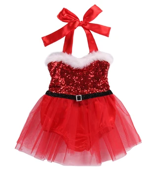 אמא&Babay חג המולד הרך הנולד התינוק בנות Rompers חליפת חצאית תחרה חג המולד תלבושות תחפושת נסיכה ילדה בגדים D84