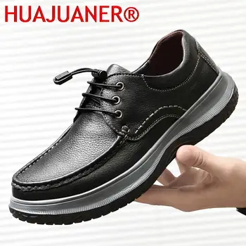גברים נעלי יוקרה שחור עור אמיתי גבר נעלי פלטפורמה עור פרה מעצב נעליים מזדמנים באיכות גבוהה חיצוני גברים של נעלי ספורט.