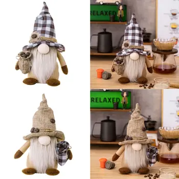 הגמד קישוט חג המולד Gnome בובה מחבקת קפה שעועית חג המולד קישוט פנים גמדים המפלגה ציוד קפה