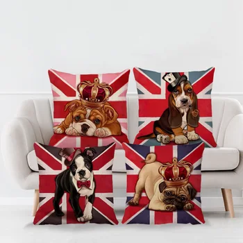 הממלכה המאוחדת דגל הכלב ציפות יוניון ג ' ק כריות מקרה עבור בנות חדר מיטת ספה, חדר הכרית מכסה דקורטיבי 45x45cm