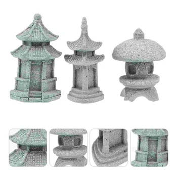 הפגודה פסל גן מיניאטורי מיני עיצוב פנס קישוט צלמיות זן-בונסאי מגדל פסלון יפני, אסיאתי סיני