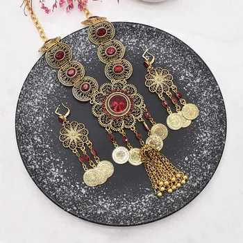 זהב בסגנון בוהמי ציצית שרשרת אתנית Earnail להגדיר נשים יום הולדת מתנת חג תכשיטים