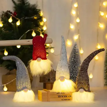 חג המולד גמד קישוט LED זורח זוהר חגיגי עמיד לקשט זמן כובע חיסכון באנרגיה פנים קישוט חג המולד בובה