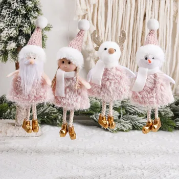 חג המולד חמוד קטיפה בובות, קישוטים סנטה קלאוס, איש שלג אייל תליון עץ חג המולד תלוי קישוט השנה החדשה עיצוב המתנות של הילדים