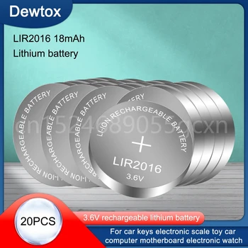 חדש! 20pcs/lot LIR2016 3.6 V Li-on נטענת כפתור מטבע סוללת יכול להחליף CR2016 לשעונים