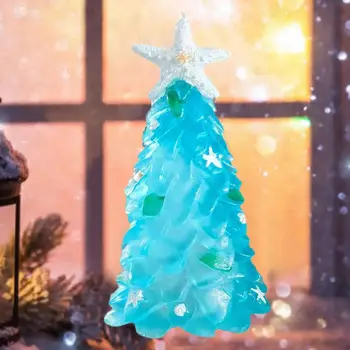 חוף ים שרף עץ חג המולד צדפים קריסטל ים נסיכה נושאים שיפוע עיצוב אוקיינוס כחול קישוט לעץ P3R0