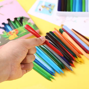 ילדים פלסטיק עפרון בטיחות ציור שמן מקל גן ילדים שאינם מלוכלכים היד משולש ספר יסודי צבע ניתן למחיקה עפרון מ