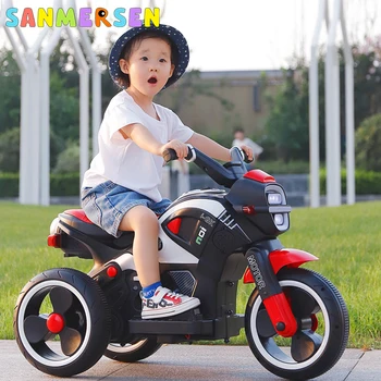 ילדים תלת אופן חשמלי אופנוע 2-7 שנים ילד ילדה ילדים לרכב על צעצועים מכונית שלט רחוק קטנוע עם מוסיקה אור אופנוע