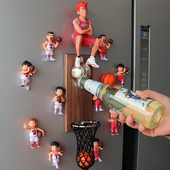 יצירתי קריקטורה כדורסל, קיר רכוב אגרוף-בחינם רך מגנטי, מגנט למקרר עם פותחן להגדיר סלאם דאנק כדורסל פותחן בירה