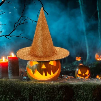 ליל כל הקדושים מכשפה כובעים מצחיק, מבריק משי כובע המסיבה למבוגרים תפקידים המסכות Cosplay תלבושות אביזרים אביזר