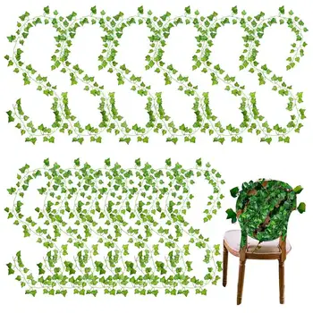 מזויף אייבי 12-גדילי מזויף ירוק אייבי עלה מלאכותי תלוי הצמח המטפס על קיר חדר השינה עיצוב החתונה חדר אסתטי דברים