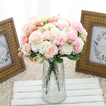 מלאכותי רוז פרחים רטרו משי לבן אדמונית הביתה חתונה קישוט באיכות גבוהה DIY עיצוב הזר מלאכות זולים חיקוי פרחים