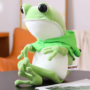 מצחיק לשוטט צפרדע צעצוע קטיפה, פרווה של חיות Kawaii רך קריקטורה צפרדע בובה בובות ממולאות יצירתי חג המולד, מתנת יום הולדת לילדים