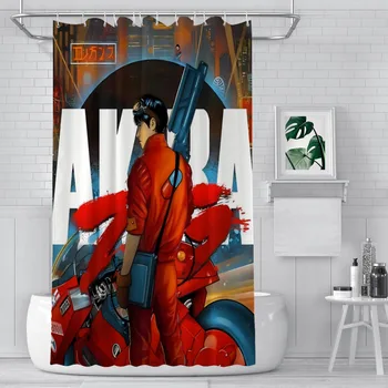 מתכתי שחור אספלט חדר מקלחת וילונות אקירה אנימה עמיד למים מחיצה יצירתיים לעיצוב הבית אביזרי אמבטיה