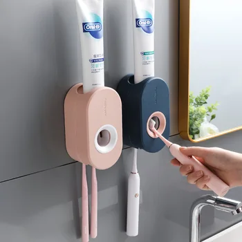 מתקן משחת שיניים אוטומטי Squeezers משחת שיניים על הקיר לעמוד אבק-הוכחה מחזיק מברשת שיניים אביזרי אמבטיה