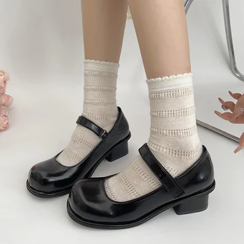 נשים באמצע העקבים נעליים עבה מרי ג ' יין נעליים 2023 סתיו מעצב חדש רדוד לוליטה נעליים משאבות שמלת הליכה Mujer פאטוס