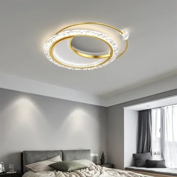 סיבוב LED אורות התקרה מודרני פשוט, סלון, חדר השינה ללמוד זהב אקריליק נברשת נורדי תאורה פנימית עיצוב גופי