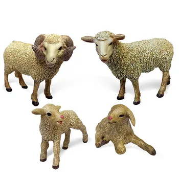 סימולציה החווה חוות כבשים קישוט מודל צעצועי פעולה איור PVC כבשים גורים יווו צאן אילים דגם בובות לילדים מתנות