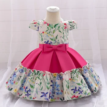 פעוט התינוקת הראשונה 1 יום הולדת חצאית שמלת פרח בהיר הרך הנולד מסיבת הטבלה שמלת בגדי ילדים Vestidos
