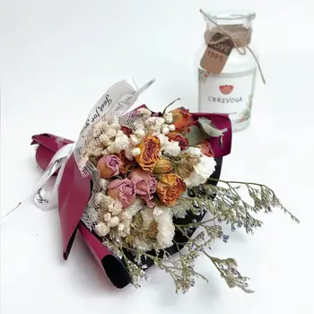 פרחים מיובשים זרי פרחים Mini עלה מיובש זרי פרחים מתנות,סידורי פרחים למשרד הביתי שולחן מדף עיצוב כלה קישוט